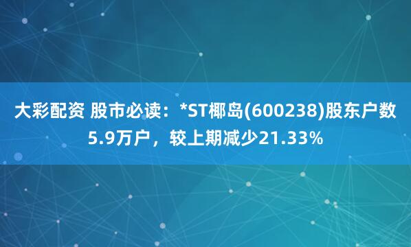 大彩配资 股市必读：*ST椰岛(600238)股东户数5.9万户，较上期减少21.33%