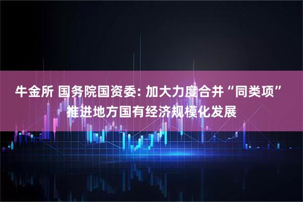牛金所 国务院国资委: 加大力度合并“同类项” 推进地方国有经济规模化发展