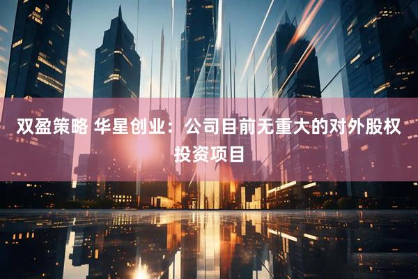 双盈策略 华星创业：公司目前无重大的对外股权投资项目